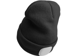 Gorro con linterna frontal 180 lm, recargable, USB, talla única, algodón/PE, negro