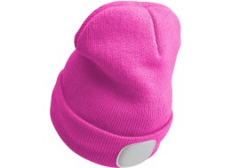 Gorro con linterna frontal 180 lm, recargable, USB, talla universal, algodón/PE, rosa