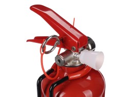Extintor de polvo FIRE STOP 1 kg, ABC, totalmente metálico, con soporte metálico incluido
