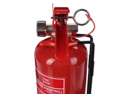 Extintor de polvo FIRE STOP 1 kg, ABC, totalmente metálico, con soporte metálico incluido