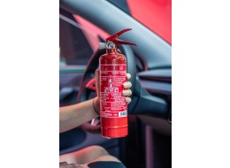 Extintor de polvo FIRE STOP 1 kg, ABC, totalmente metálico, con soporte metálico incluido