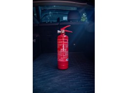 Extintor de polvo FIRE STOP 1 kg, ABC, totalmente metálico, con soporte metálico incluido