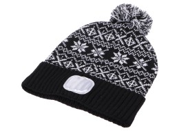 Gorro con linterna frontal 180 lm, recargable, USB, talla única, algodón/PE, negro de invierno