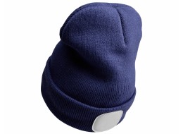 Gorro con linterna frontal 180 lm, recargable, USB, talla única, algodón/PE, azul