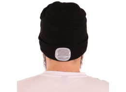 Gorro con linterna frontal 180 lm, recargable, USB, talla única, algodón/PE, negro