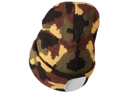 Gorro con linterna frontal 180 lm, recargable, USB, talla universal, algodón/PE, camuflaje