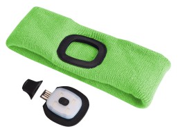 Diadema con linterna frontal 180 lm, recargable, USB, talla única, algodón/PE, verde fluorescente
