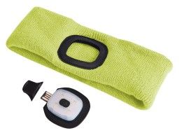 Diadema con linterna frontal 180 lm, recargable, USB, talla única, algodón/PE, amarillo fluorescente