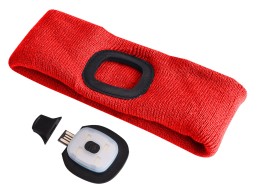 Cinta con linterna frontal 180 lm, recargable, USB, talla única, algodón/PE, roja