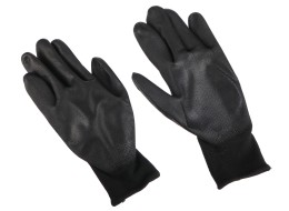 Guantes de trabajo de poliéster recubiertos parcialmente en PU GLOVE PE-PU 10, negros, talla 10\