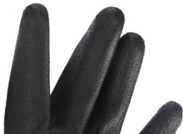 Guantes de trabajo de poliéster parcialmente recubiertos de poliuretano GLOVE PE-PU 10, negros, tall