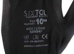 Guantes de trabajo de poliéster recubiertos parcialmente en PU GLOVE PE-PU 10, negros, talla 10\