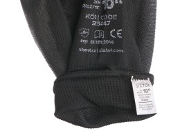 Guantes de trabajo de poliéster parcialmente recubiertos de poliuretano GLOVE PE-PU 10, negros, tall