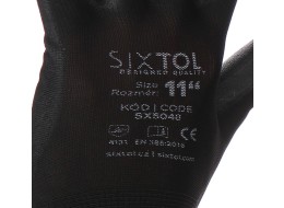 Guantes de trabajo de poliéster recubiertos parcialmente en PU GLOVE PE-PU 11, negros, talla 11\