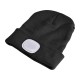 Gorro con linterna frontal 180 lm, recargable, USB, talla única, algodón/PE, negro