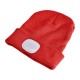 Gorro con linterna frontal 180 lm, recargable, USB, talla única, algodón/PE, rojo