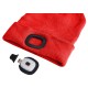 Gorro con linterna frontal 180 lm, recargable, USB, talla única, algodón/PE, rojo