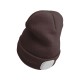 Gorro con linterna frontal 180 lm, recargable, USB, talla universal, algodón/PE, marrón