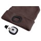 Gorro con linterna frontal 180 lm, recargable, USB, talla universal, algodón/PE, marrón