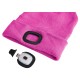 Gorro con linterna frontal 180 lm, recargable, USB, talla universal, algodón/PE, rosa