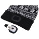 Gorro con linterna frontal 180 lm, recargable, USB, talla única, algodón/PE, negro de invierno