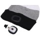 Gorro con linterna frontal 180 lm, recargable, USB, talla única, algodón/PE, negro/gris/blanco