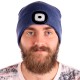 Gorro con linterna frontal 180 lm, recargable, USB, talla única, algodón/PE, azul