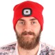 Gorro con linterna frontal 180 lm, recargable, USB, talla única, algodón/PE, rojo
