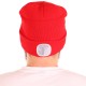 Gorro con linterna frontal 180 lm, recargable, USB, talla única, algodón/PE, rojo