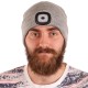 Gorro con linterna frontal 180 lm, recargable, USB, talla única, algodón/PE, gris claro