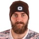 Gorro con linterna frontal 180 lm, recargable, USB, talla universal, algodón/PE, marrón