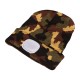 Gorro con linterna frontal 180 lm, recargable, USB, talla universal, algodón/PE, camuflaje