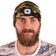 Gorro con linterna frontal 180 lm, recargable, USB, talla universal, algodón/PE, camuflaje