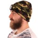 Gorro con linterna frontal 180 lm, recargable, USB, talla universal, algodón/PE, camuflaje