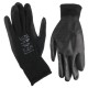 Guantes de trabajo de poliéster parcialmente recubiertos de poliuretano GLOVE PE-PU 10, negros, tall