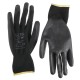 Guantes de trabajo de poliéster recubiertos parcialmente en PU GLOVE PE-PU 11, negros, talla 11\