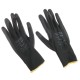 Guantes de trabajo de poliéster parcialmente recubiertos de poliuretano GLOVE PE-PU 11, negros, tall