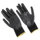 Guantes de trabajo de poliéster parcialmente recubiertos de poliuretano GLOVE PE-PU 11, negros, tall
