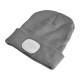 Gorro con linterna frontal 180 lm, recargable, USB, talla única, algodón/PE, gris claro