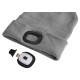 Gorro con linterna frontal 180 lm, recargable, USB, talla única, algodón/PE, gris claro