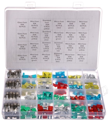 Juego de fusibles de cuchilla y de vidrio para automóviles MECHANIC FUSE SET 215