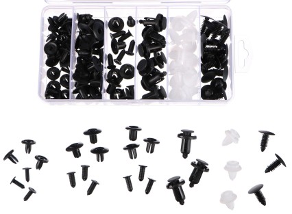 Juego de grapas, clips y pasadores para tapicería de vehículos MECHNIC TRIM CLIP SET 100