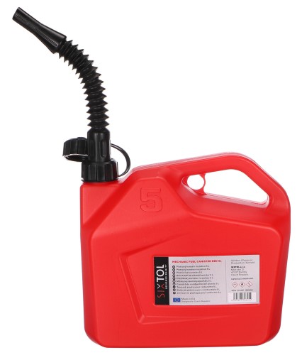 Bidón de plástico para combustible mecánico rojo 5L, color rojo