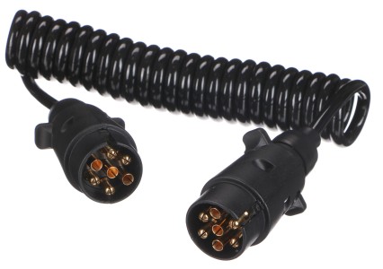 Cable espiral de conexión para la clavija del enganche TRAILER CABLE 3, 7-7 pines, 3 m