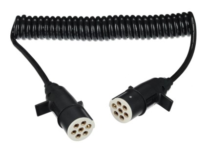 Cable espiral de conexión 7 pines tipo S TRAILER CABLE 10, enchufe de plástico, 24V, 3,5m