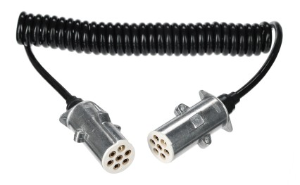 Cable espiral de conexión 7 pines tipo S TRAILER CABLE 12, enchufe metálico, 24V, 3,5m