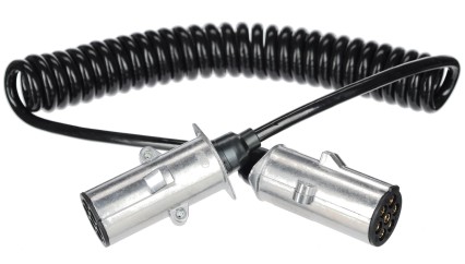 Cable espiral de conexión 7 pines tipo N TRAILER CABLE 13, clavija metálica, 24V, 3,5m