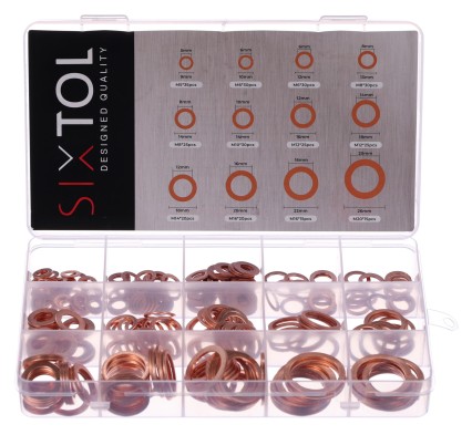 Juego de arandelas de sellado de cobre MECHANIC RING SET 2, M5–M20, 300 piezas