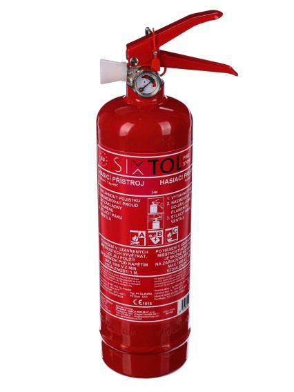 Extintor de polvo FIRE STOP 1 kg, ABC, totalmente metálico, con soporte metálico incluido