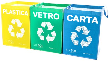 Conjunto de bolsas para reciclaje SORT EASY 3 BASIC IT, 30x30x40 cm, 3 x 36 l, 3 uds